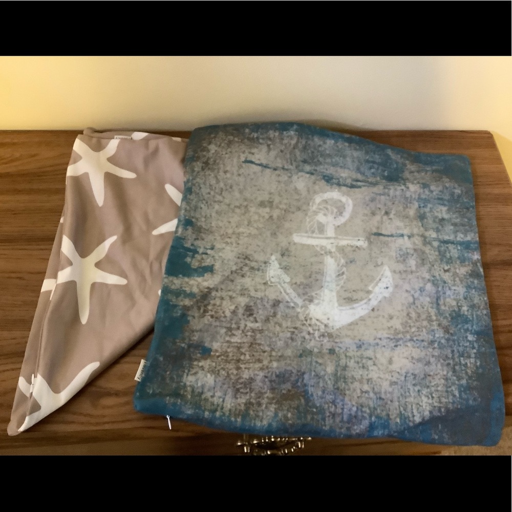 New Set of 2 Beach Print Pillow Covers